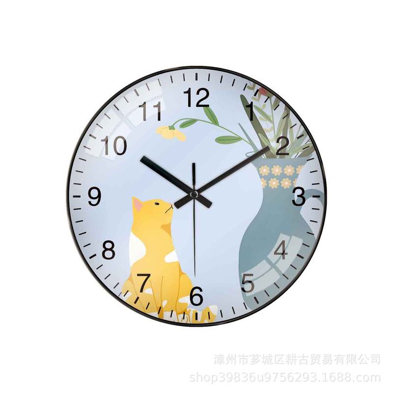12inch 子猫時計寝室の壁時計リビングルームシンプルな創造的な文学パーソナライズされた時計サイレント時計クロスボーダーホット|undefined