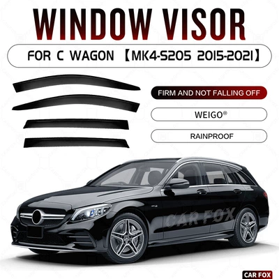 Suitable for Mercedes-Benz C-Class Wagon Window Visor (Rain shield) - standard-packaging-mercedes-benz-c-class-travel-edition-mk4-s205-2015-2021-plexiglas-no-bright-strips-rain-shield