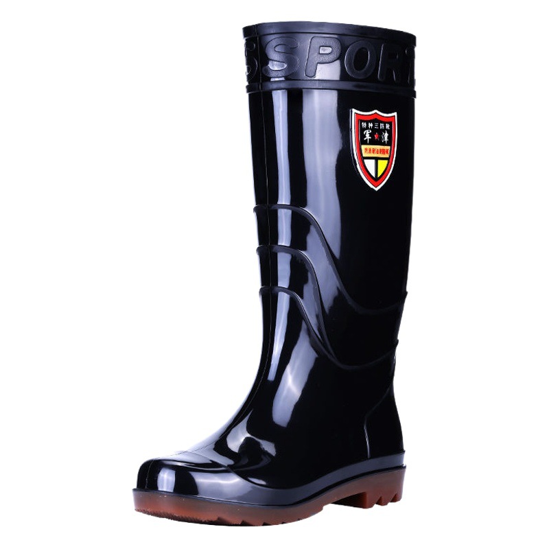Wear-resistant tendon bottom rain boots men and women warm acid and alkali resistant high tube thick rain boots non-slip labor protection car washing water boots construction site