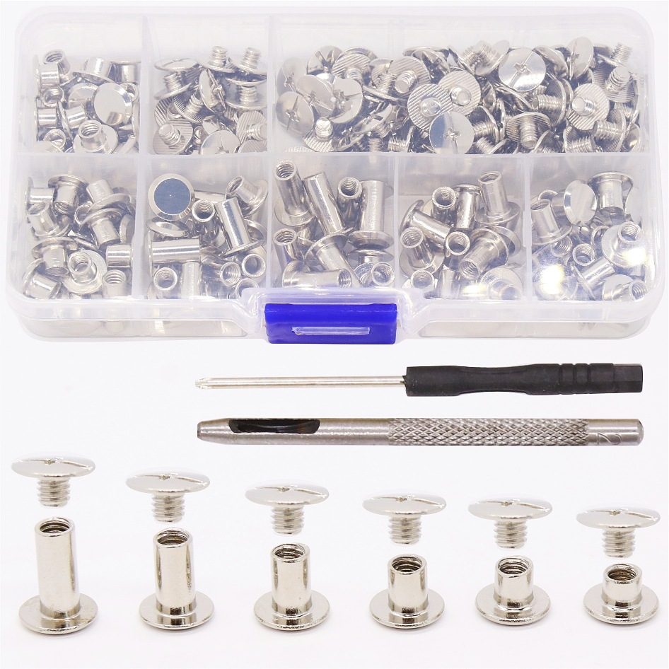 110套/90套十一字子母账本钉 免钉账本螺丝钉 相册对锁平面铆钉