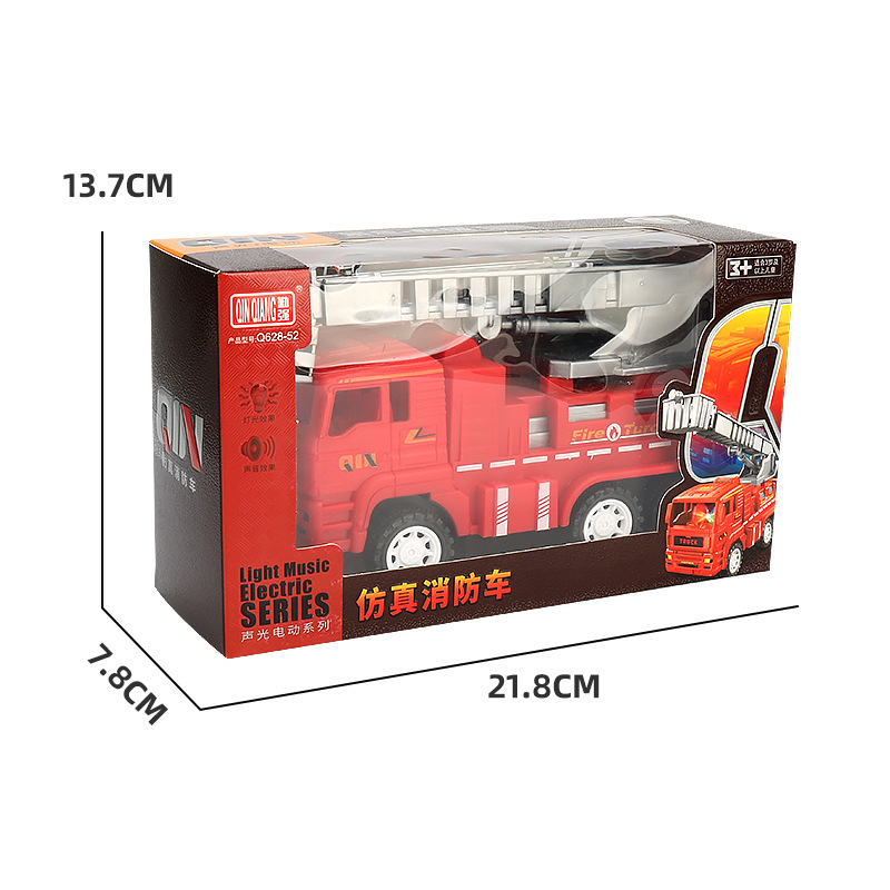 Nueva universal eléctrica camión de bomberos música luz escalera modelo simulación juguete mercado nocturno