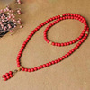 Rosary with round beads, bracelet, birthday charm suitable for men and women for beloved, ethnic accessory, cinnabar, 108 beads, wholesale, ethnic style