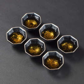 百花蓝麒麟镶银建盏茶杯主人杯茶碗功夫茶具品茗杯家用单杯紫砂