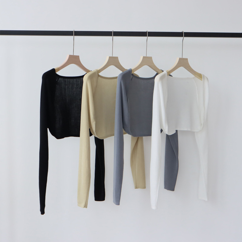 Lyocell Tencel Short Knitted Cardigan Jacket Women's Spring and Summer Thin Sunscreen Shawl Jacket Outer Wear Air-conditioning Shirt