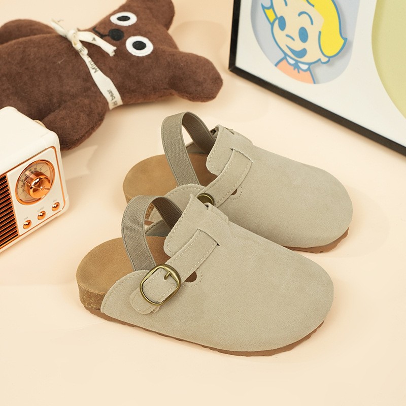 Korean Style Girls' Soft-soled Birkenneth Shoes Soft-soled Rear Empty Slippers Children's Milk Shoes Round Toe Baby Princess Shoes