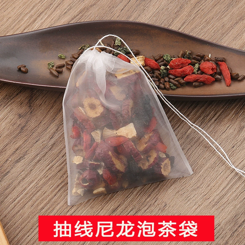 Одноразовый чайный пакетик Пищевой нейлон Drawstring Чайные пакетики Заваривание чая Пустые чайные пакетики Заваривание ароматизированного чая Фильтрация остатков