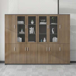 文件柜木质简约现代档案柜资料柜储物柜书柜玻璃门带锁办公室柜子