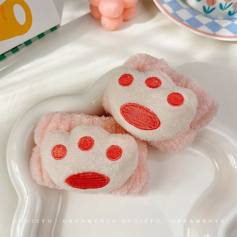 Lavarse la cara cinturón de cabello lindos de peluche para la mujer lavado y máscara especial de agujeros de cabello cinturón de cabello brazalete