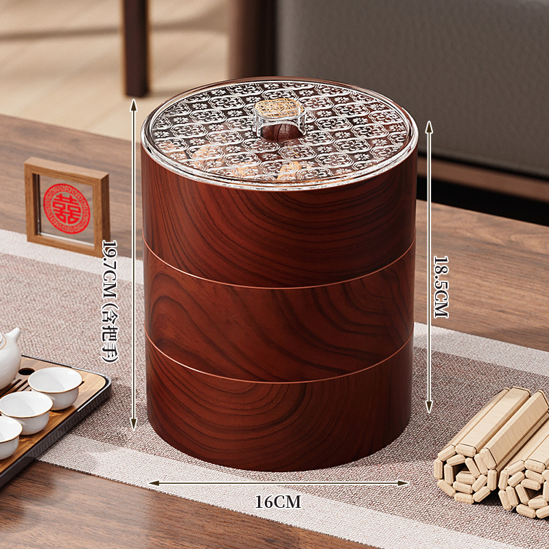 La Mesa de café de la Sala de estar de la nueva bandeja de frutos secos de madera China divide las cajas de caramelos y semillas de melón en varias capas y superpone las cajas de almacenamiento.