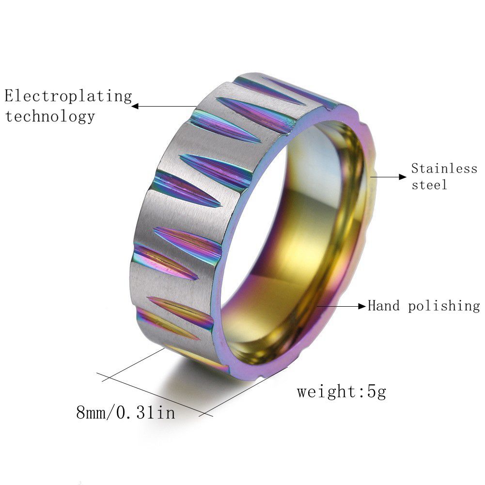 Anello unisex in titanio acciaio spazzolato opaco colorato_voghion.com