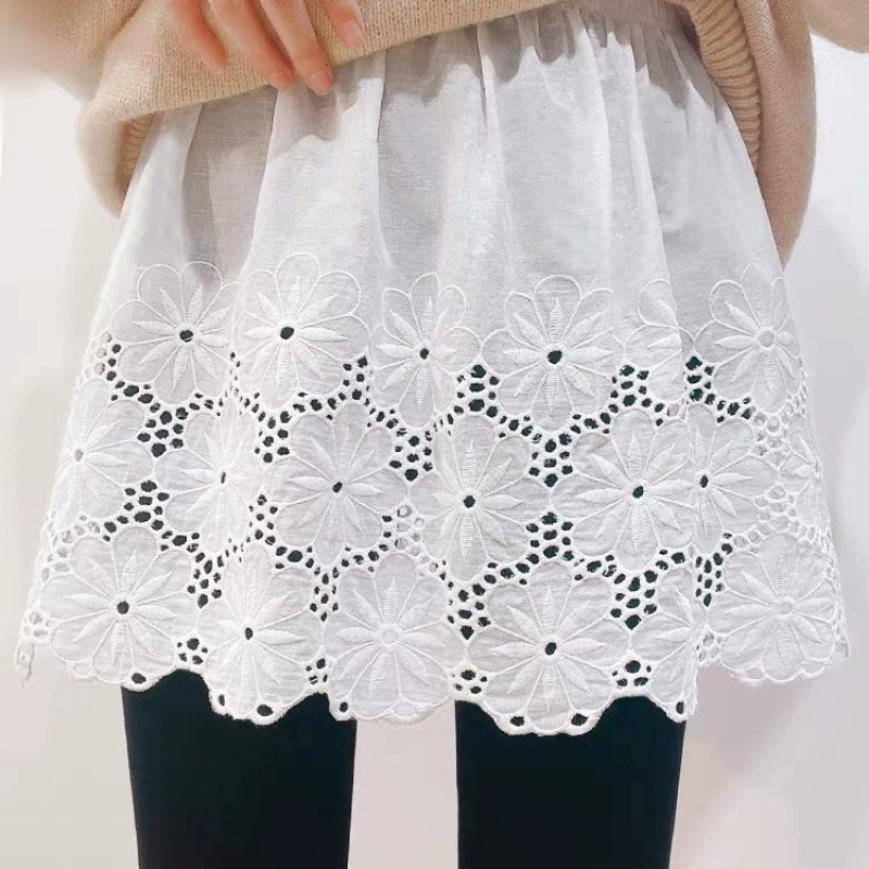 Хлопковая толстовка базового слоя, волшебная маленькая занавеска для ягодиц, многослойная осенне-зимняя короткая юбка с искусственным подолом, кружевная полуюбка