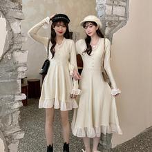 UNMUN大码法式打底针织连衣裙秋季新款胖mm小心机遮肉气质显瘦长