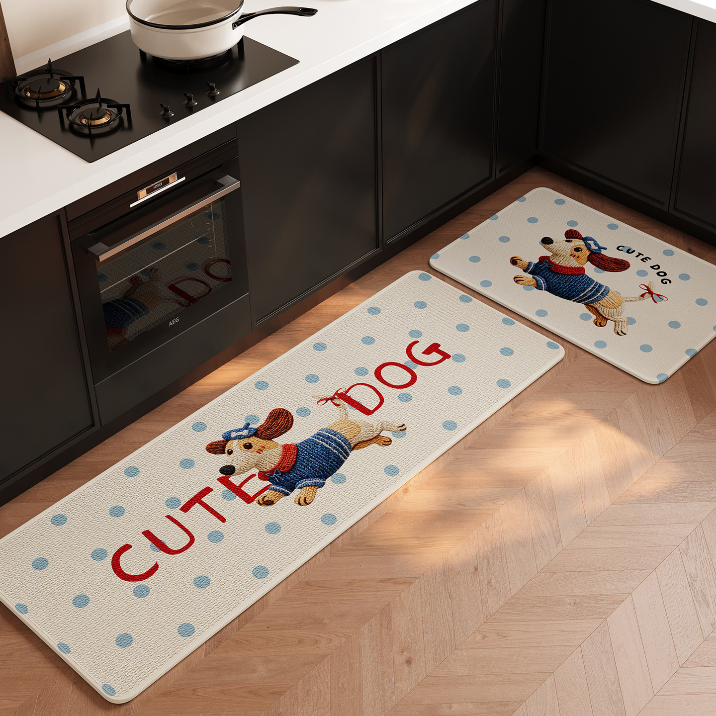 亚麻地垫2026新款卡通风吸水速干脚垫家用耐磨易打理防滑厨房地垫