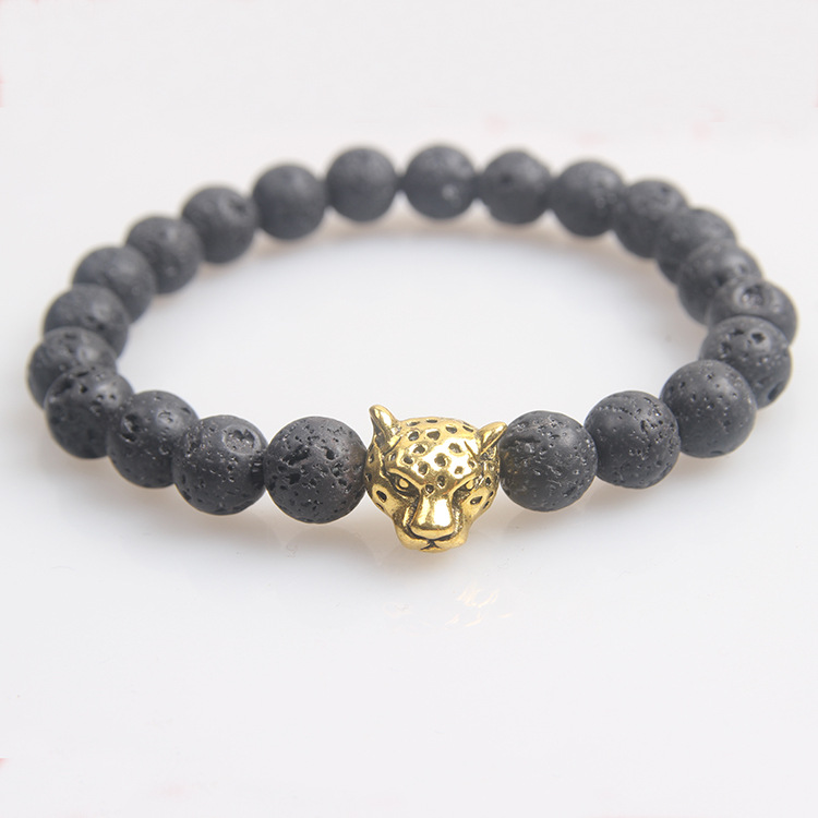 화산석 표범 머리 골드 8mm