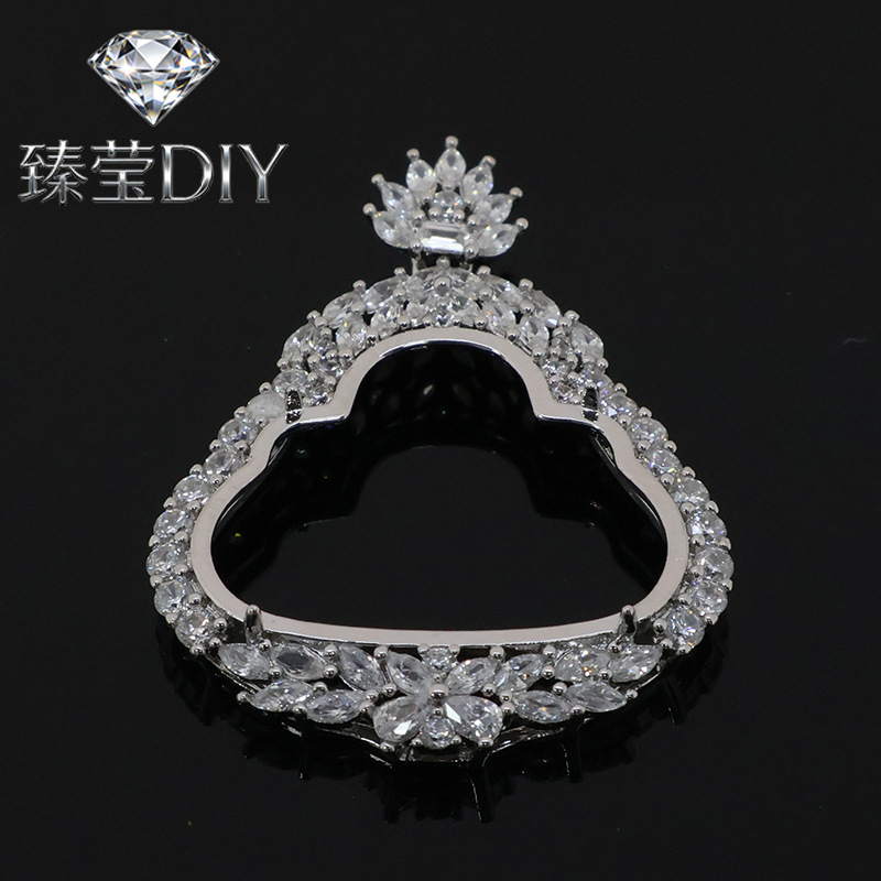时尚925镀银葫芦吊坠空托高级感DIY原创设计危地马拉蛋面银托镶嵌
