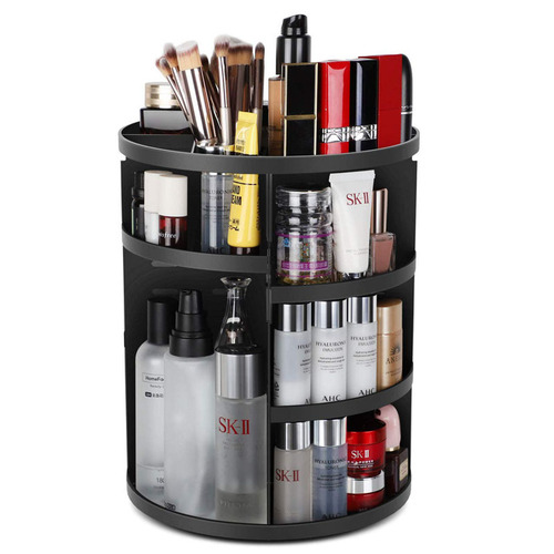 Amazon Cross-Border 360° Diamond Pattern Rotating Cosmetic Case Skin Care Products Makeup Brush Storage Dressing Table Display Rack