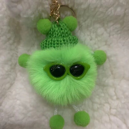 Factory wholesale imitation rex rabbit fur small briquettes keychain bag cute doll pendant cartoon plush doll pendant