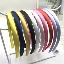 10色跨境12MM糖果色套布色丁加厚发箍 DIY手工全包头箍发饰配件女