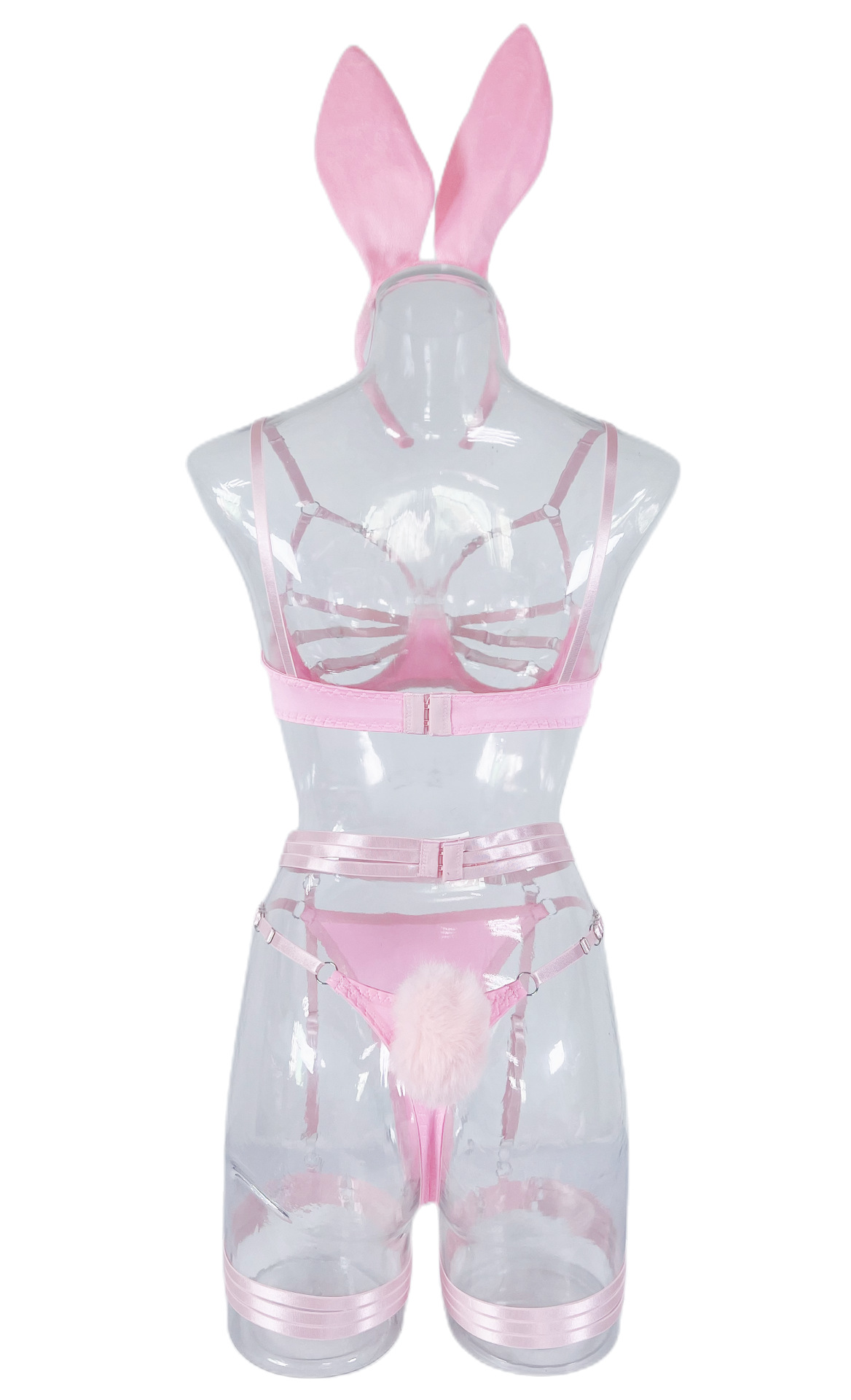 Vêtements pour femmes Nouvelle tenue révélatrice de poitrine Sexy Hollow Bunny Girl Jeu de rôle Ensemble de lingerie érotique Ensemble de 5 pièces_voghion.com