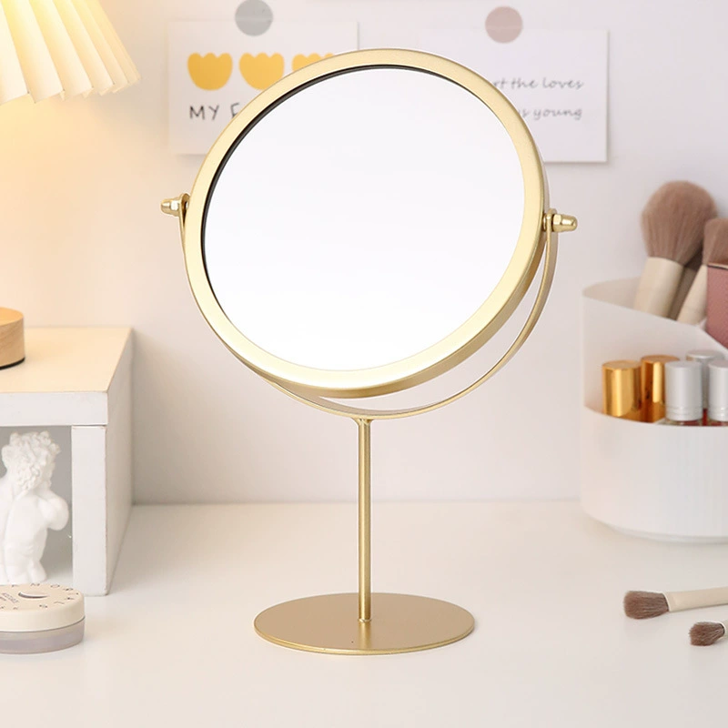Портативная настольная визажная панель Iron Makeup Make -up Student Dormation Desktop Single Make -up Beauty Makeup Mosque с вращающимся основанием круглая нижняя часть принцесса зеркало