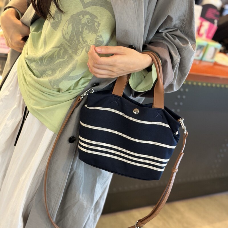 Cross-Border 2026 New Niche Navy Style Striped Canvas Large Shopping Tote Bag Wholesale Shoulder Handbag for Women Cross-Border 2026 New Niche Navy Style Striped Canvas Large Shopping Tote Bag Wholesale Shoulder Handbag for Women