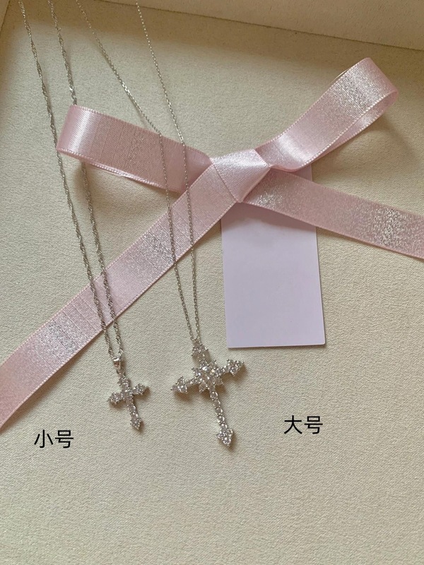 sS925纯银十字架满钻吊坠项链女轻奢精工闪锆高级质感时尚锁骨链|undefined