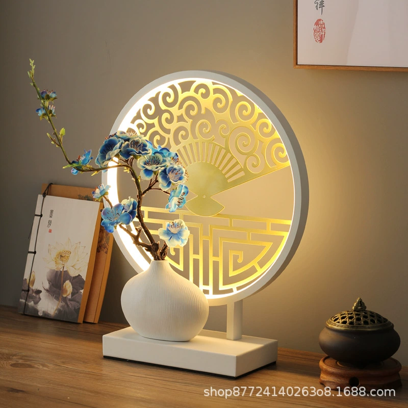 Table lamp Chinese style creative lantern, remote control bedside decorative lamp
