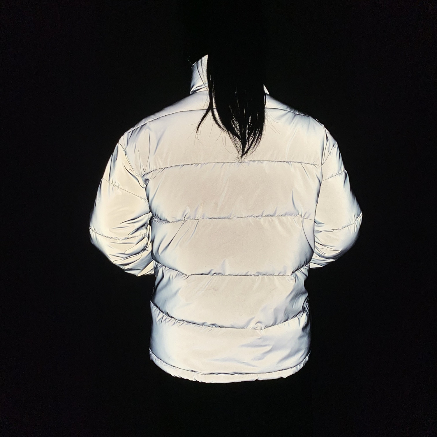 Men's Clothing stand collar reflective cotton coat for women fashion luminous thick cotton coat_voghion.com