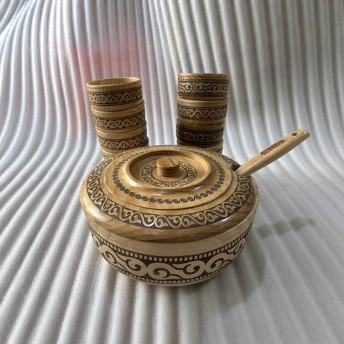 Набор молочных чаш для уйгурского стиля чаи, набор из pine wood 12 штук крупная деревянная миска с крышкой монгольский стиль покрытая миска крупная деревянная миска