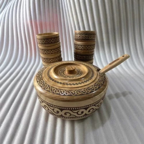 Набор молочных чаш для уйгурского стиля чаи, набор из pine wood 12 штук крупная деревянная миска с крышкой монгольский стиль покрытая миска крупная деревянная миска