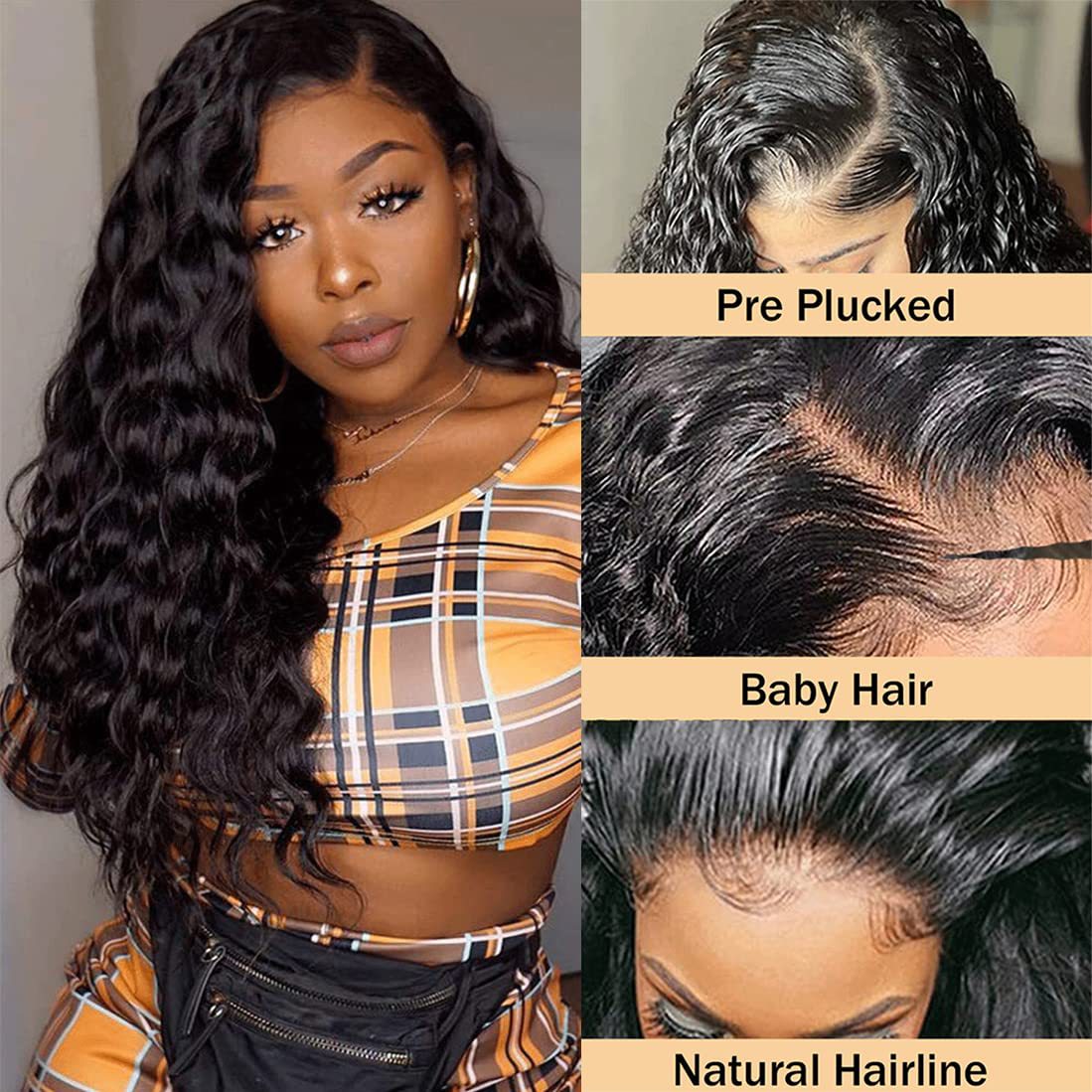 4*4 Loose Wave Lace Front Wig Human Hair Wigs Natural Color