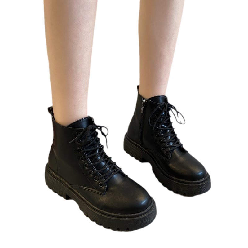Schwarze Damen Overknee Stiefel Britischer Stil Frühling Trend_voghion.com