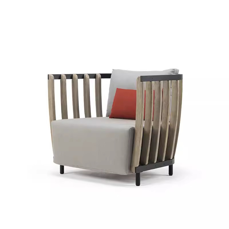 Sofá nórdico al aire libre de teca patio villa transfronteriza muebles al aire libre hotel jardín balcón combinación de sofá de madera maciza