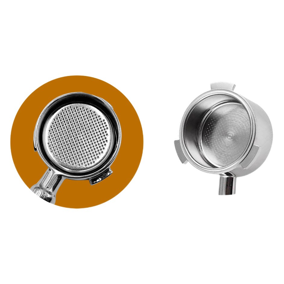 Mango de 51mm adecuado para la máquina de café DeLong de tres orejas mango de madera maciza sin fondo 304 accesorios de extracción de café de acero inoxidable