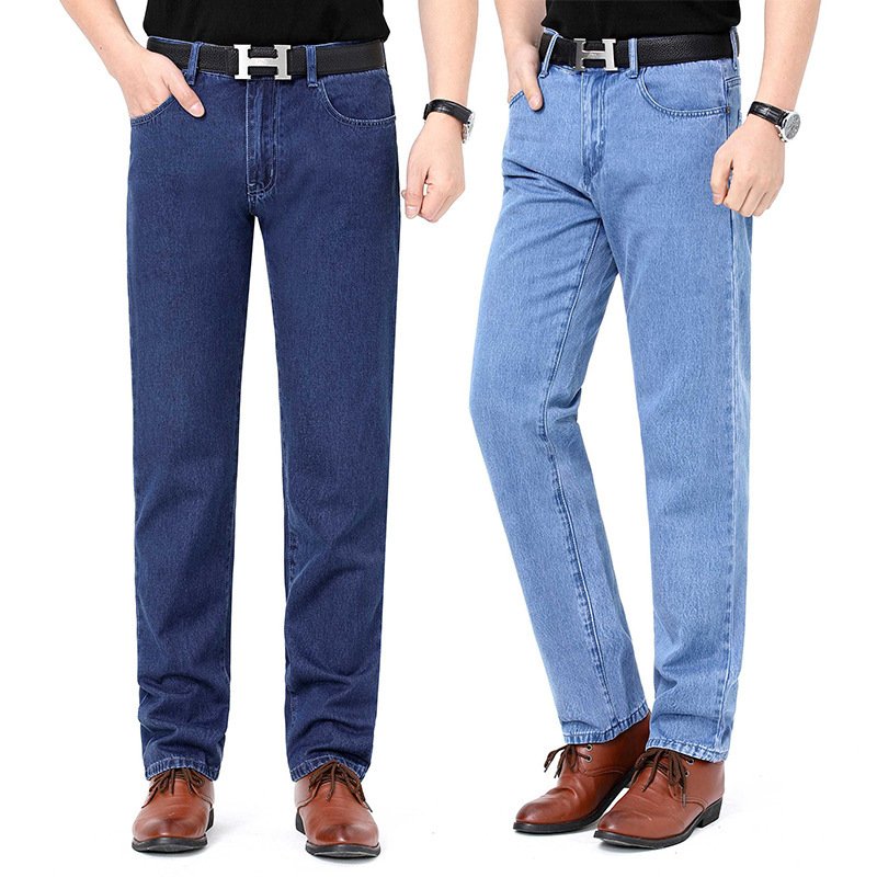Wholesale high-end men's business casual pants light luxury big brand middle-aged men's washed four seasons wearable straight jeans