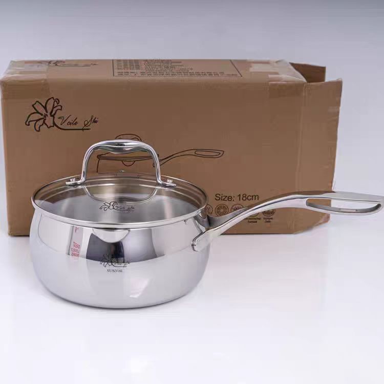 Vileshi 18cm Milk Pot Apple Boiling Pot 316 Stainless Steel Household Soup Cooking Noodle Pot Stew Pot with Steel Standard