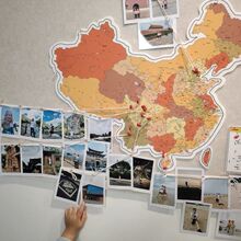 新款ins毛毡地图旅行照片墙足迹打卡旅行标记墙板墙贴客厅装饰板