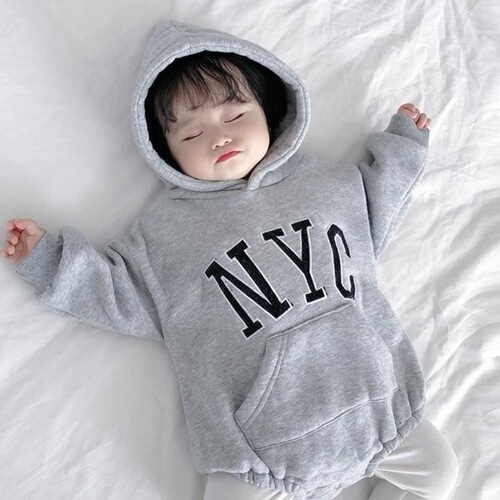 Baby clothes for autumn and winter, cute letter baby hooded jacket, pure cotton lined, thick, pants suit with diaper cover