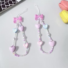 ピンクのリボンラブガールビーズブレスレットリストバンド ccd カメラペンダントアクセサリーキーチェーン