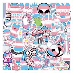 60~120 pieces Trans red and blue cartoon sticker decorations for luggage, guitar, skateboard, waterproof stickers, wholesale