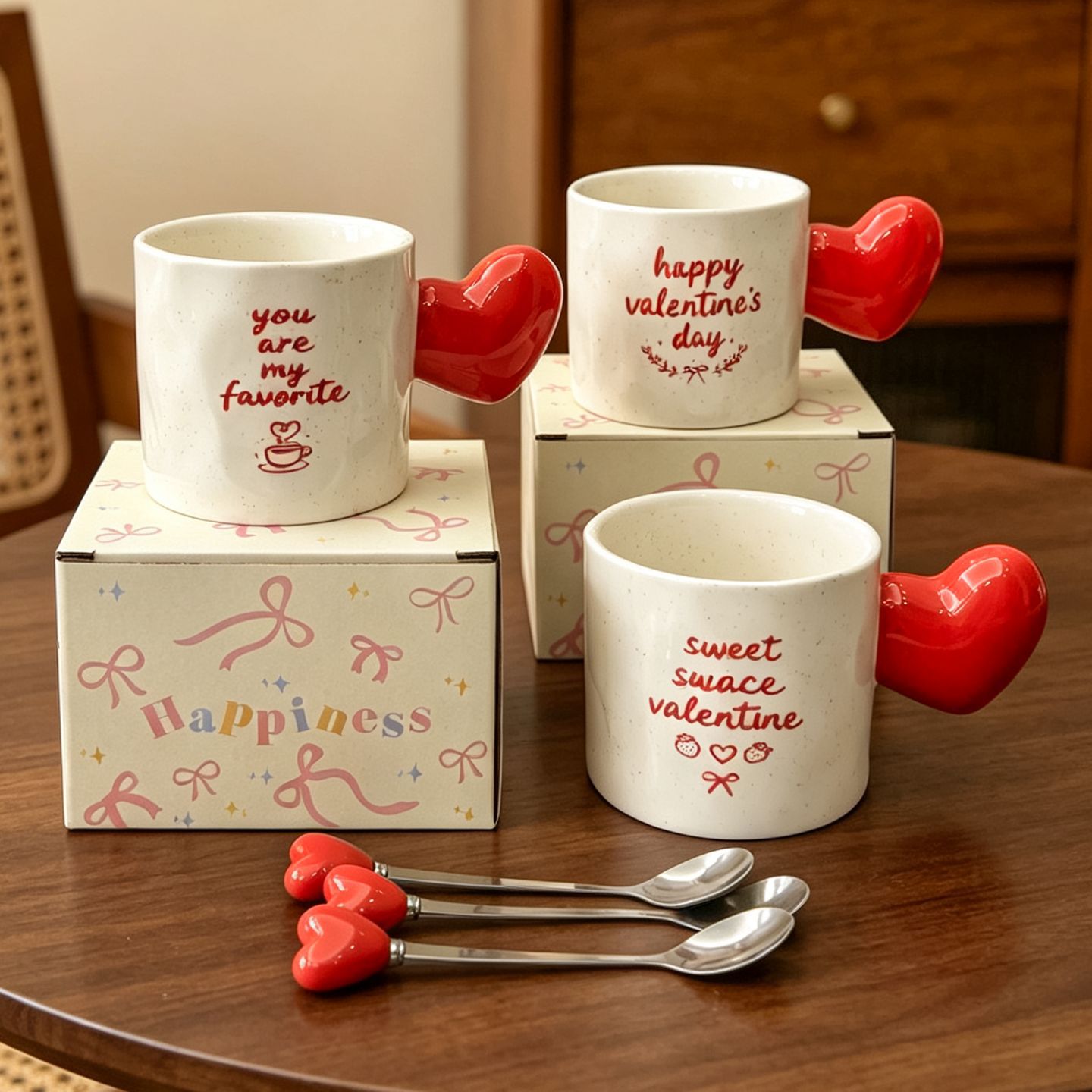 Taza de Cerámica con Forma de Corazón, Resistente a Altas Temperaturas, Apto para Microondas, para San Valentín
