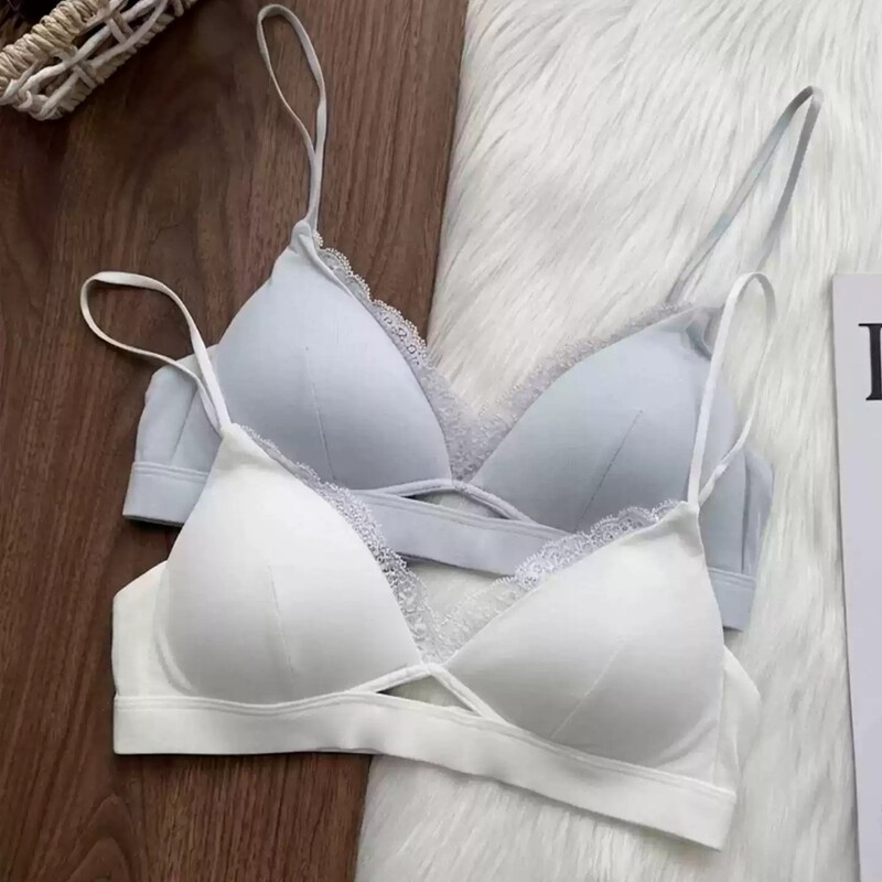 Lace triangle cup seamless bra, designed to lift and enhance small busts, with thin straps, a sexy look, and a new 2026 design for women Lace triangle cup seamless bra, designed to lift and enhance small busts, with thin straps, a sexy look, and a new 2026 design for women