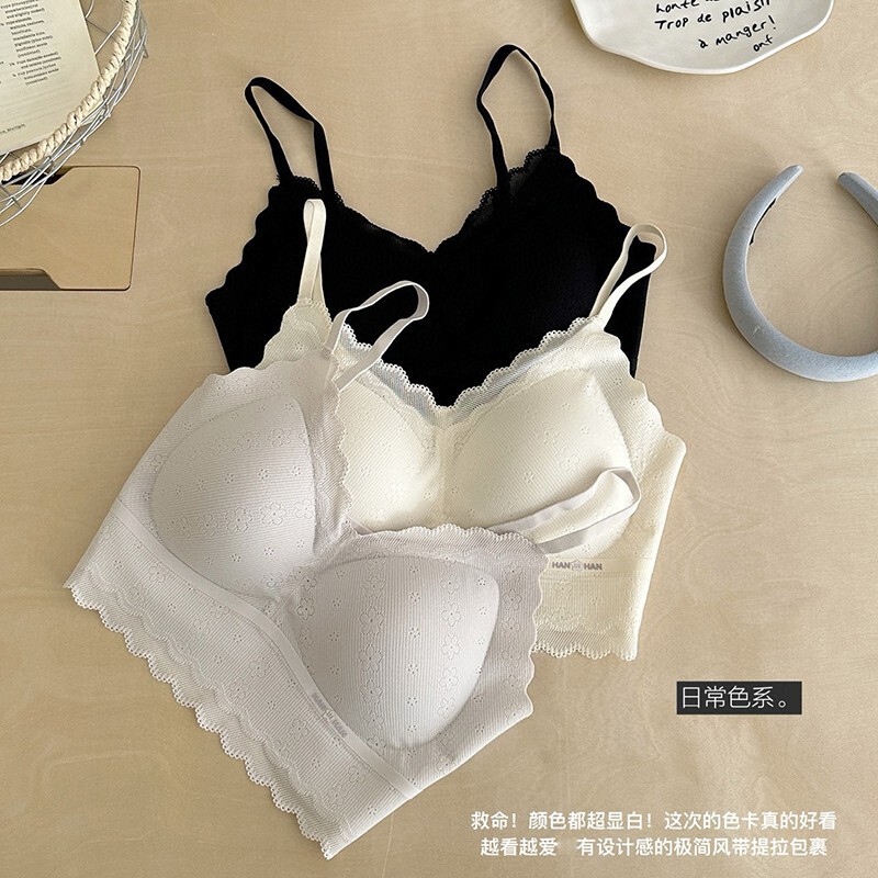 115 # Light Oxygen Lace Pull-Up Vest Bra Thin Cup Breathable Fixed Cup No Side Bone Intimates Women's Bra