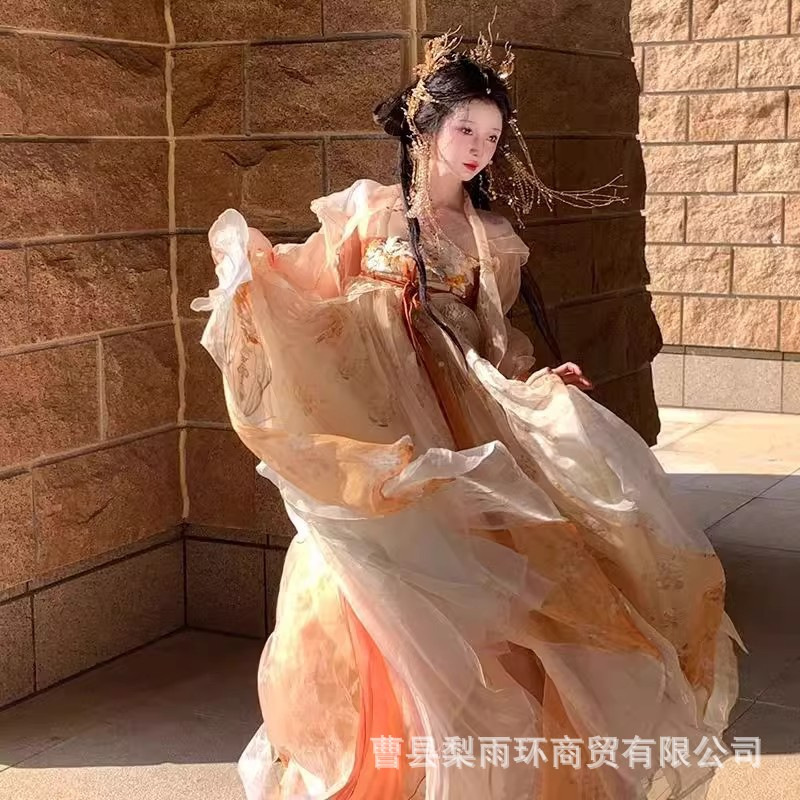 Original Hanfu Women's Tang Dynasty Heavy Industry Embroidered Big Sleeve Shirt Ru Chest Skirt Super Fairy Spring, Summer and Autumn suit Daily Ancient Dress