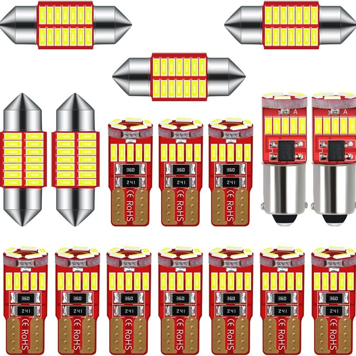 Transfronterizos de automóviles 17PCS conjunto de lámparas de tablero de automóviles BA9S 31MM T10 lámpara LED de automóviles