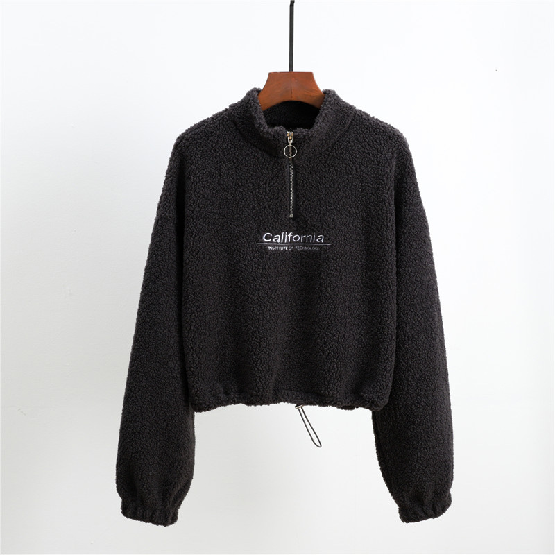 Vêtements pour femmes Pull court en polaire d'agneau Real Shot_voghion.com