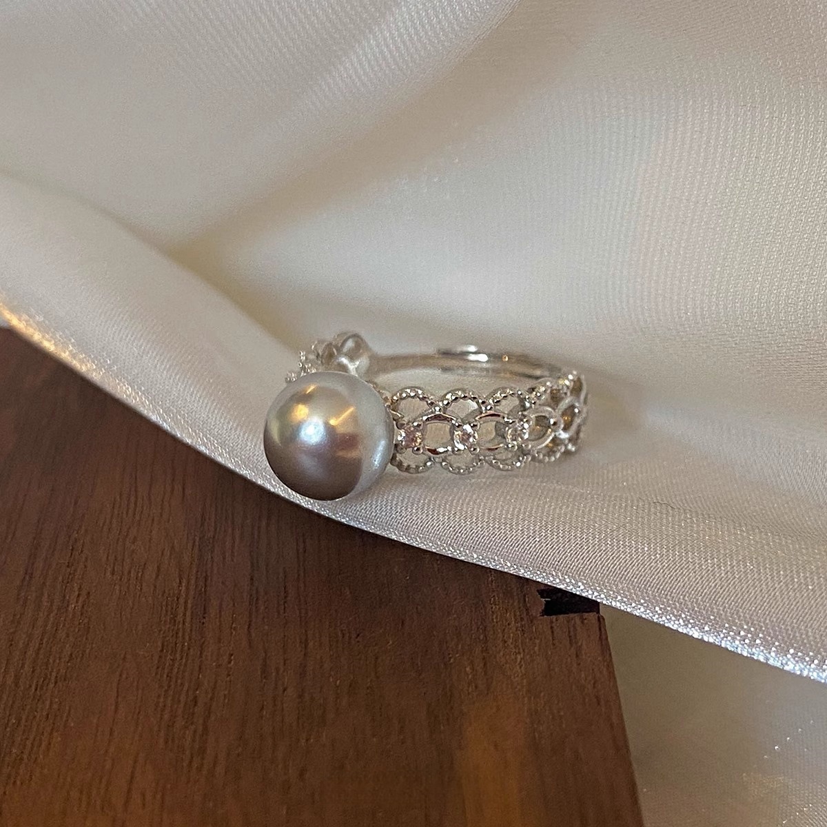 Retro ring pearl, silver 925 sample, high-quality style, 925 sample silver