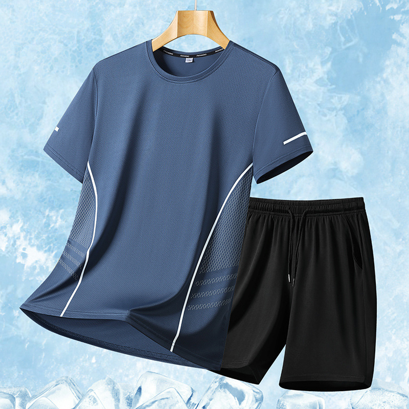 [Punto de puesto principal] Camiseta de cuello redondo de secado rápido de manga corta de estilo caliente Traje de carrera de moda deportiva casual para hombres