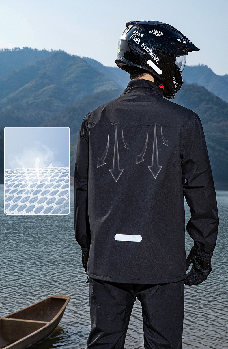 Regenjacke für Lieferfahrer, geteilte Fahrkleidung für Erwachsene, für Motorräder und Elektrofahrzeuge, Sturmsicher für Herren, ganzkörperschützend.