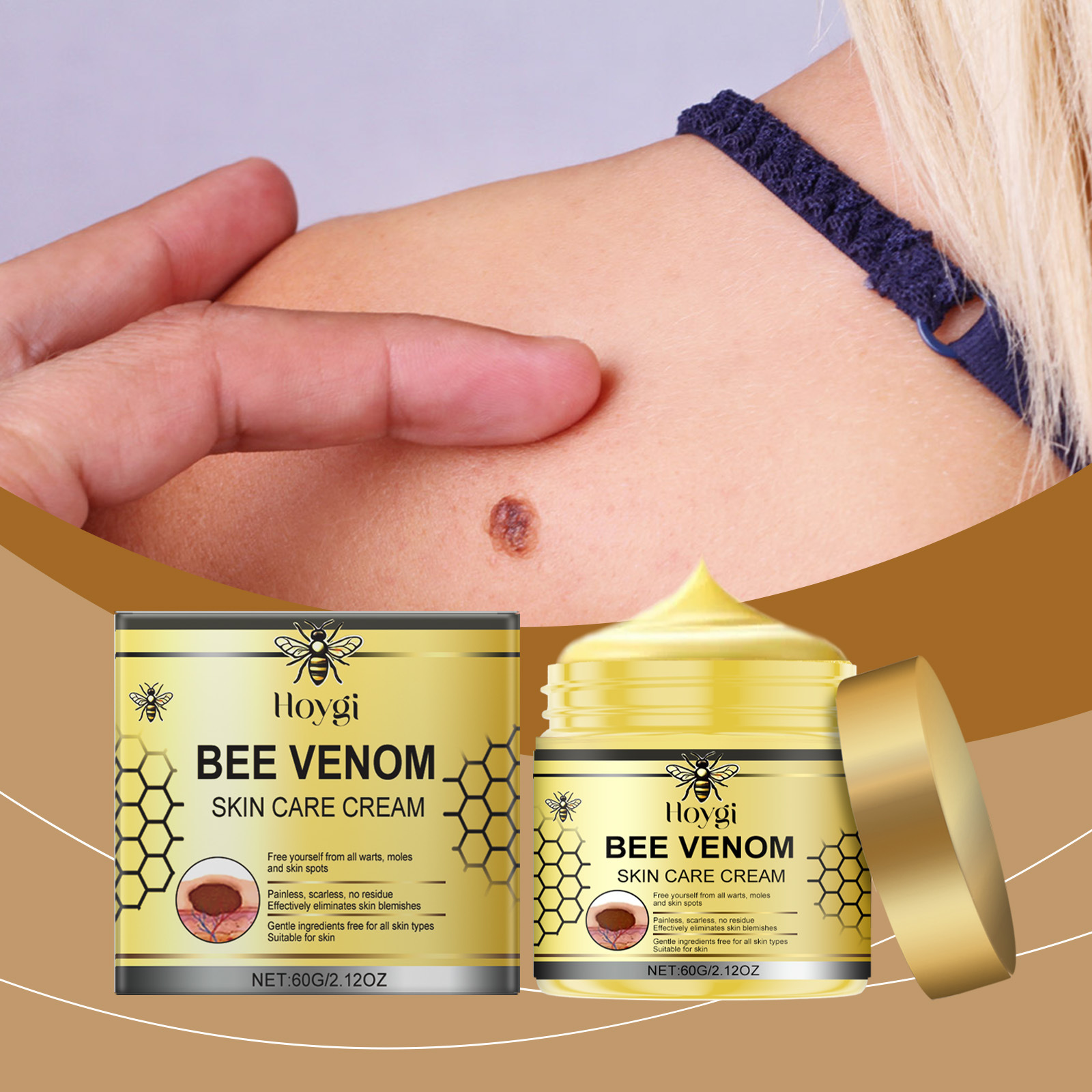 Hoygi Bee Venom Skin Care Cream Gentle Cleansing, Moisturizing and Smoothing Skin, Relieving Skin Discomfort Care Cream